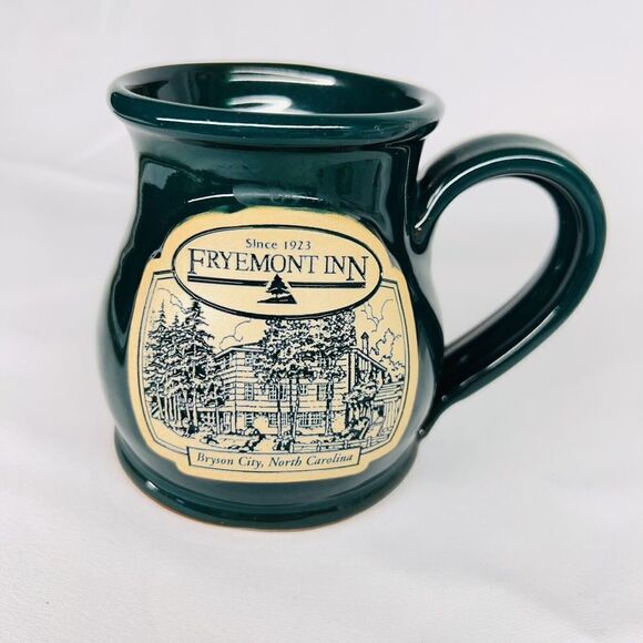 Deneen Pottery Coffee Mug Fryemont Inn Bryson City NC, Green Handthrown 2005 - Picture 1 of 7